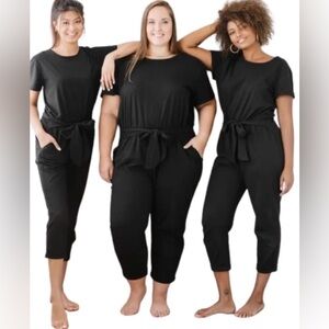 Smash + Tess x The Birds Papaya Black Tie Waist Jumpsuit XS